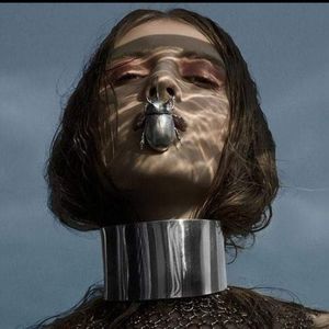 Silver choker bondage bold necklace 3 sizes